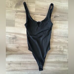 Zara Black Textured Bodysuit